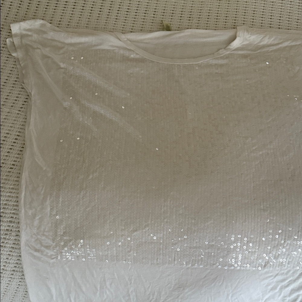 White Sequin T-Shirt XXL